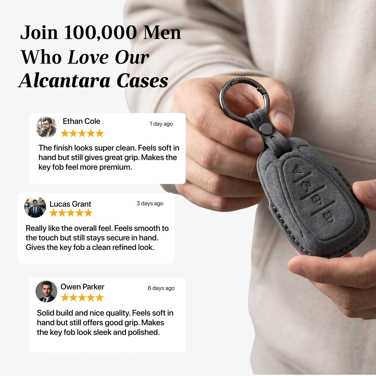 Alcantara Car Key Fob Cover for Chevrolet Model B - Space Grey 3
