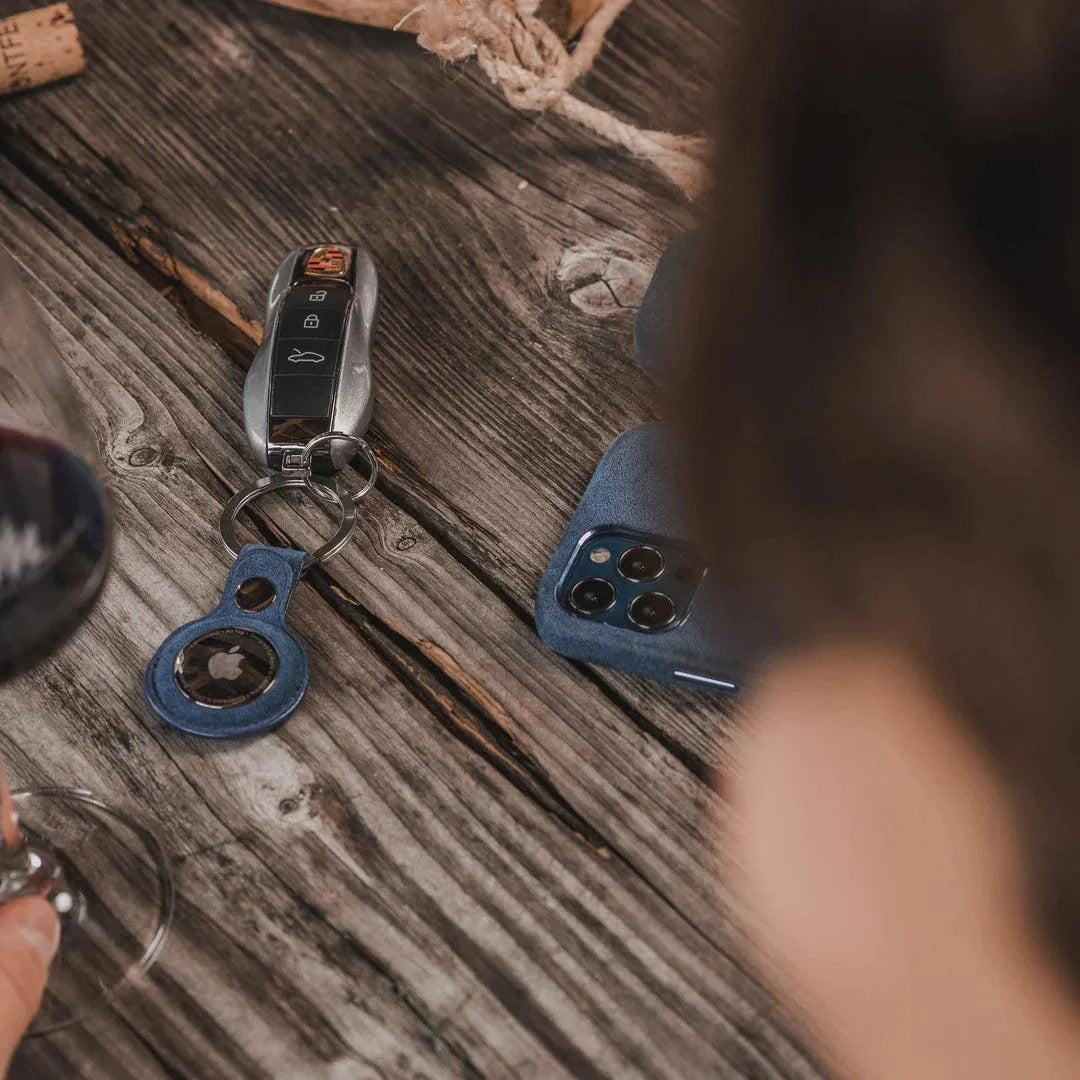 Alcantara AirTag Key Ring - Ocean Blue - Alcanside