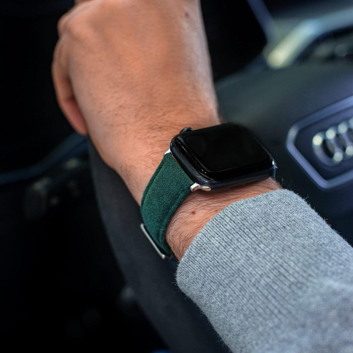 Alcantara Apple Watch Band With Buckle - Midnight Green - 42/44/45/46mm & Ultra (49mm) - Christmas Edition - Alcanside