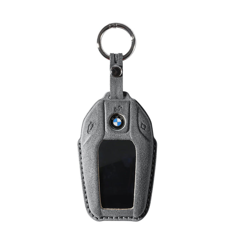 Alcantara Car Key Fob Cover for BMW | Model C with Buckle - Space Grey