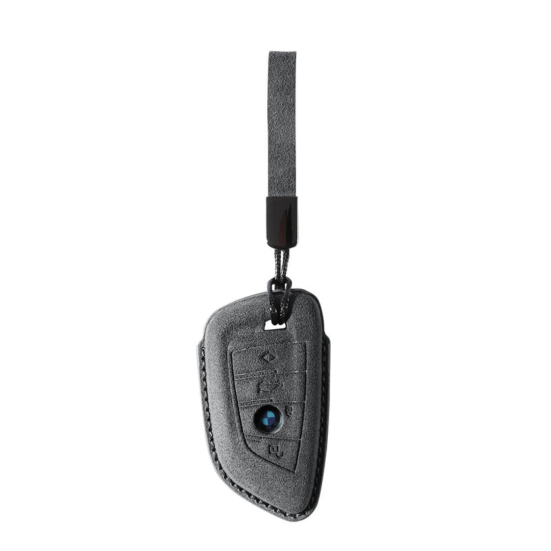 Alcantara Car Key Fob Cover for BMW | Model E with Buckle - Space Grey