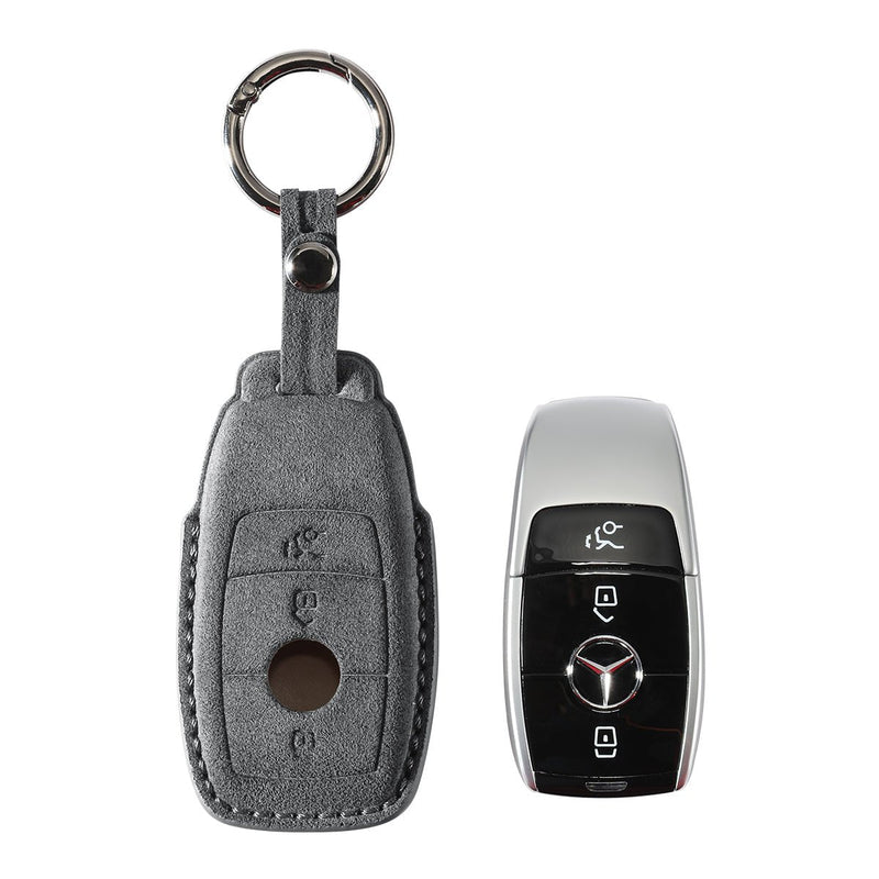 Alcantara Car Key Fob Cover for Mercedes - Benz | Model A with Buckle - Space Grey - Alcanside