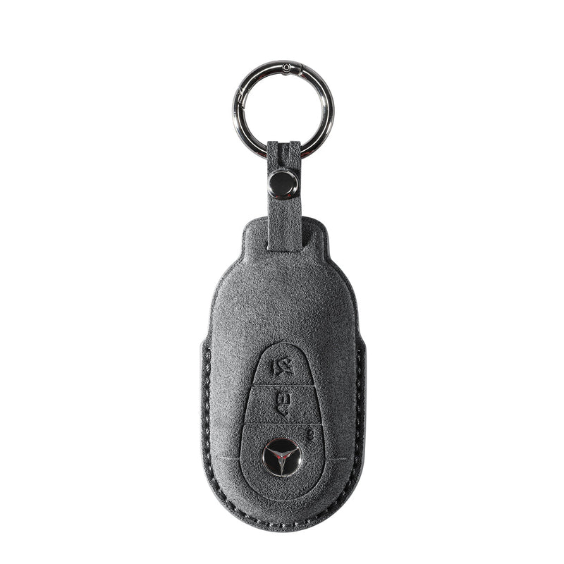 Alcantara Car Key Fob Cover for Mercedes-Benz | Model C with Buckle - Space Grey