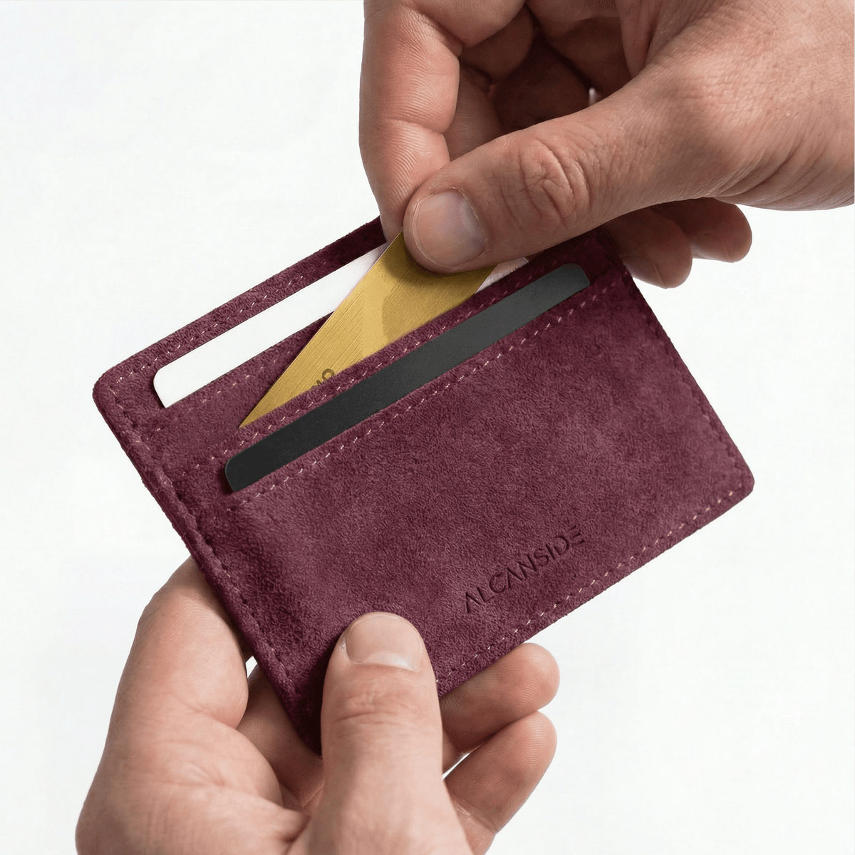 Alcantara Card Wallet - Wine Red - Alcanside