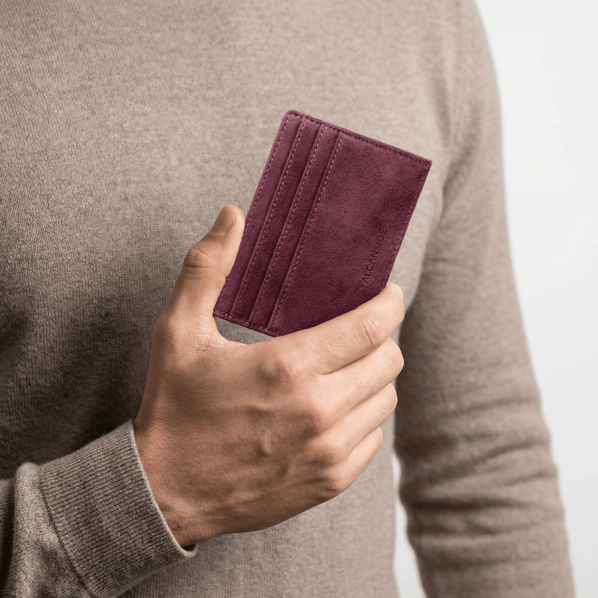 Alcantara Card Wallet - Wine Red - Alcanside
