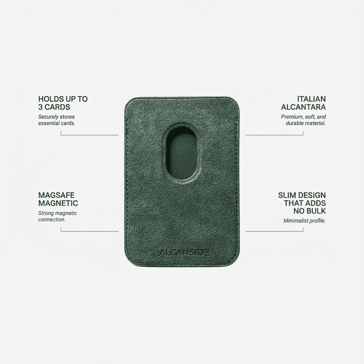 Alcantara MagSafe Wallet - Midnight Green - Alcanside