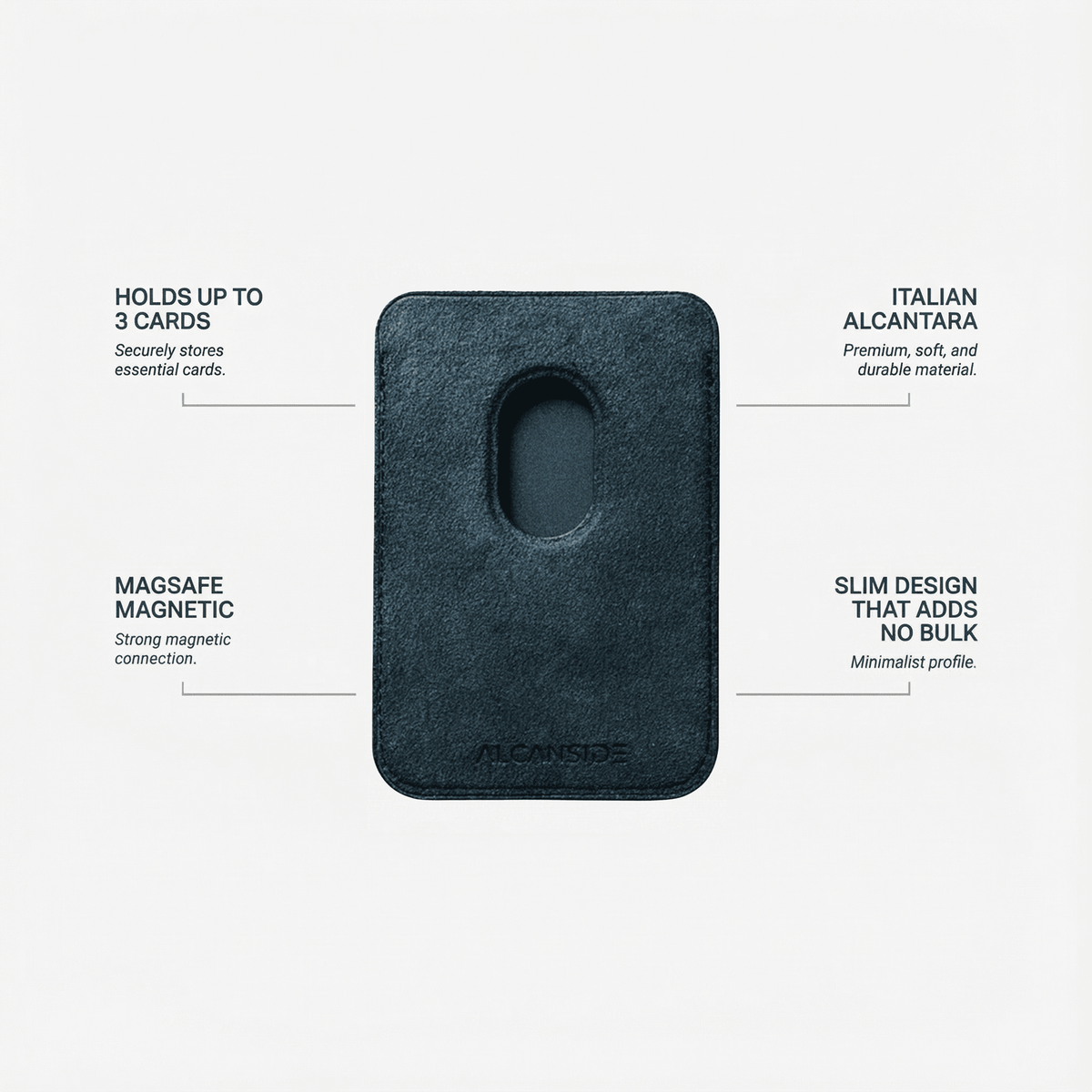 Alcantara MagSafe Wallet - Navy Blue - Alcanside