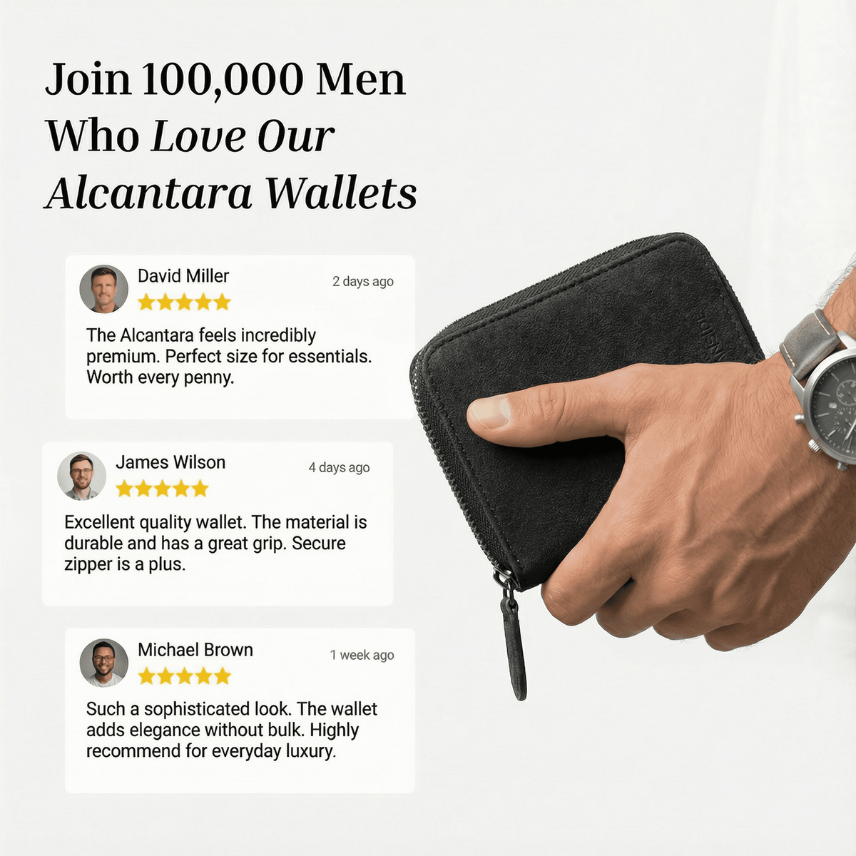 Credit Card - Alcantara Zipper Wallet - Space Grey - Alcanside
