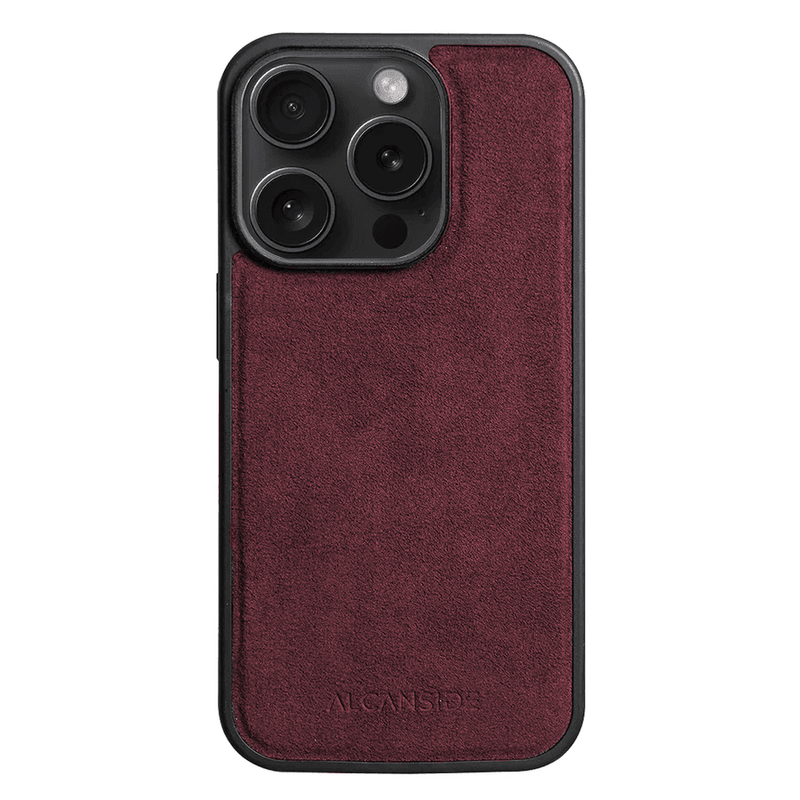 iPhone 15 Pro Max - Alcantara Back Cover - Wine Red - Alcanside