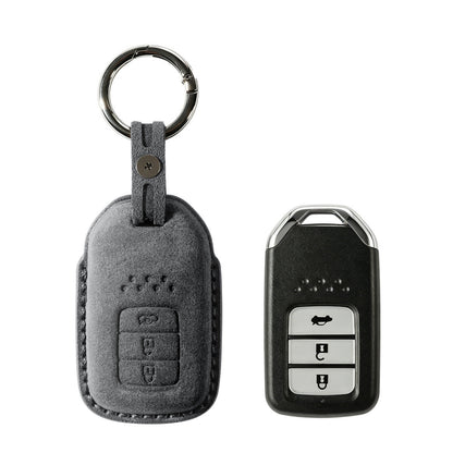 Alcantara Car Key Fob Cover for Honda Model B with Buckle - Space Grey 1