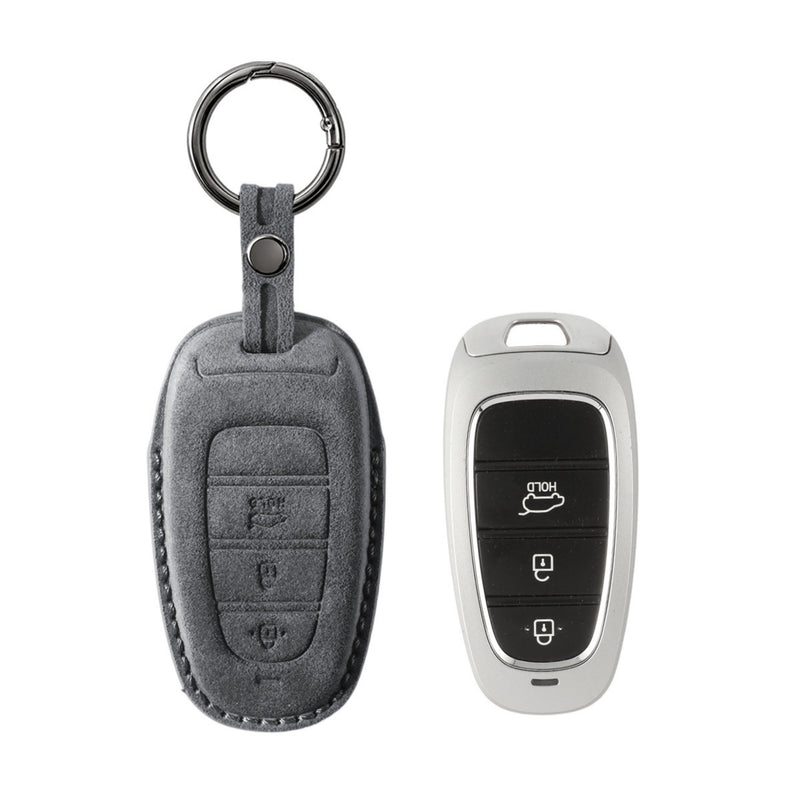 Alcantara Car Key Fob Cover for Hyundai Model D - Space Grey 1
