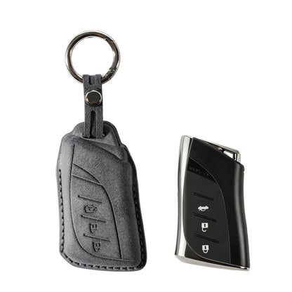 Alcantara Car Key Fob Cover for Lexus Model A with Buckle - Space Grey 1