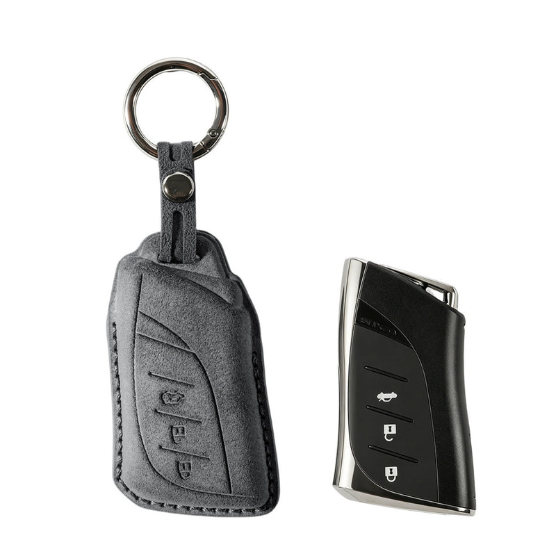 Alcantara Car Key Fob Cover for Lexus Model A with Buckle - Space Grey 1