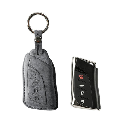 Alcantara Car Key Fob Cover for Lexus Model C with Buckle - Space Grey 1