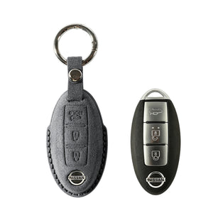 Alcantara Car Key Fob Cover for Nissan Model B - Space Grey