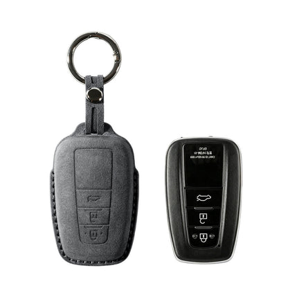 Alcantara Car Key Fob Cover for Toyota Model A with Buckle - Space Grey 1