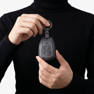 Alcantara Car Key Fob Cover for Cadillac Model B with Buckle - Space Grey 2