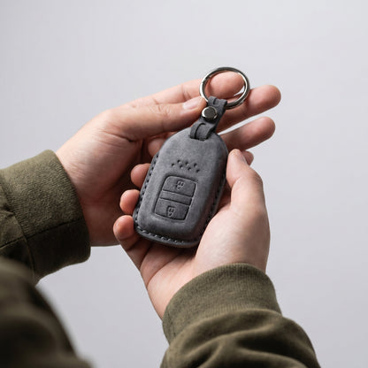 Alcantara Car Key Fob Cover for Honda Model B with Buckle - Space Grey 2