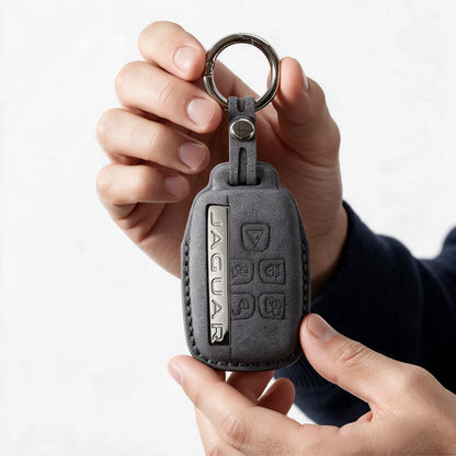 Alcantara Car Key Fob Cover for Jaguar Model A - Space Grey 2