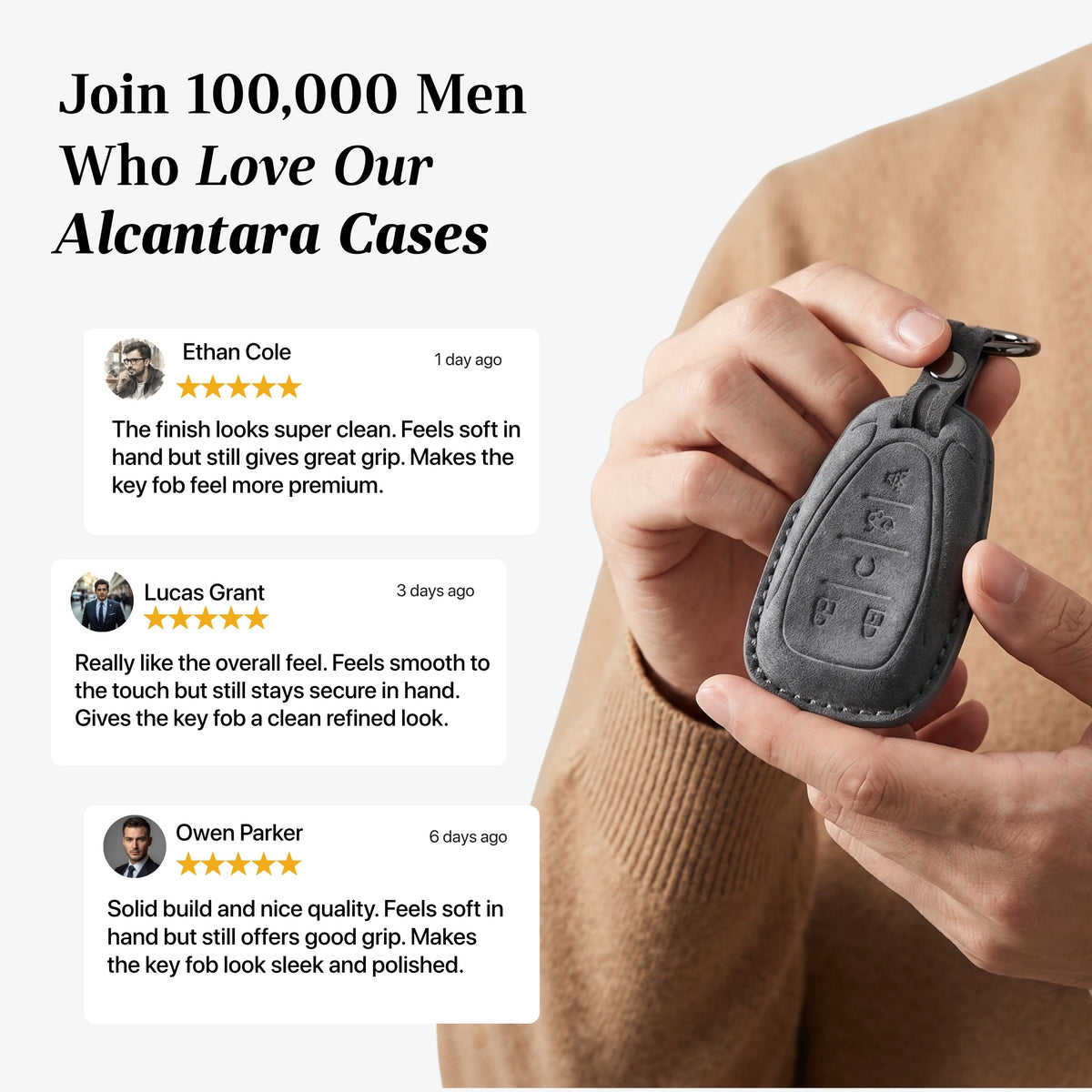Alcantara Car Key Fob Cover for Chevrolet Model A - Space Grey 3