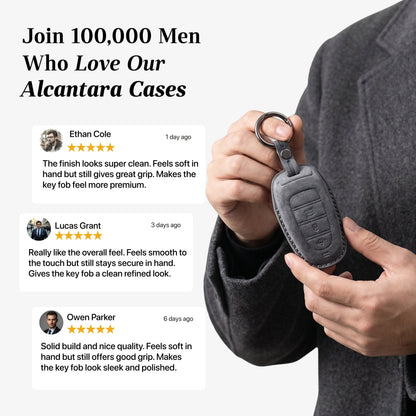 Alcantara Car Key Fob Cover for Hyundai Model D - Space Grey 3