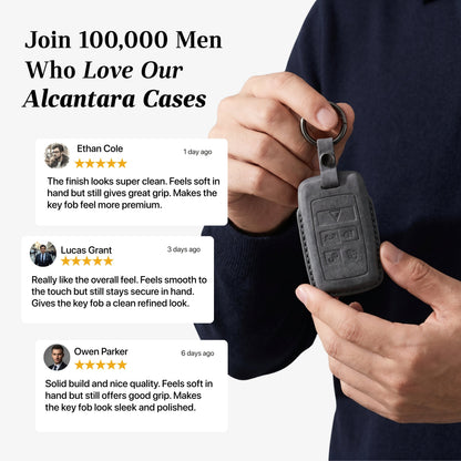 Alcantara Car Key Fob Cover for Land Rover Model B - Space Grey 3