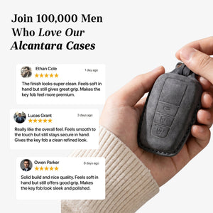 Alcantara Car Key Fob Cover for Toyota Model A with Buckle - Space Grey 3