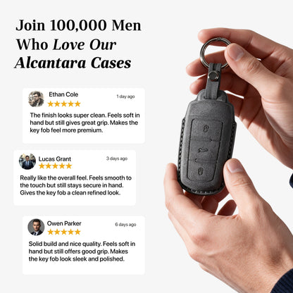 Alcantara Car Key Fob Cover for Volkswagen | Model J with Buckle - Space Grey 3