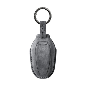Alcantara Car Key Fob Cover for Peugeot Model A - Space Grey 4