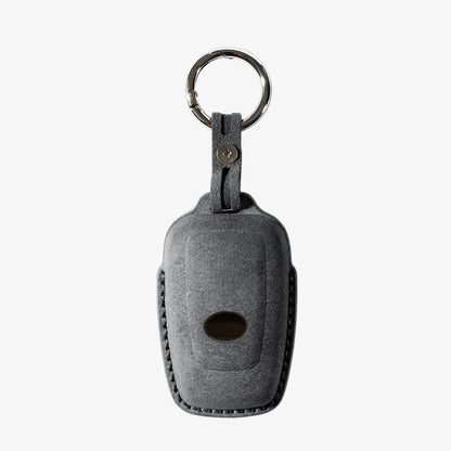 Alcantara Car Key Fob Cover for Toyota Model A with Buckle - Space Grey 4