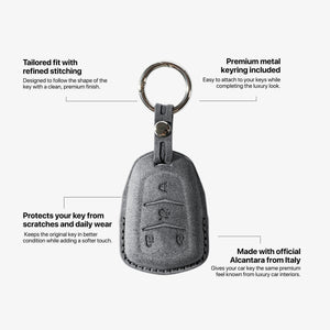 Alcantara Car Key Fob Cover for Cadillac Model A with Buckle - Space Grey 5