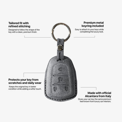 Alcantara Car Key Fob Cover for Cadillac Model A with Buckle - Space Grey 5