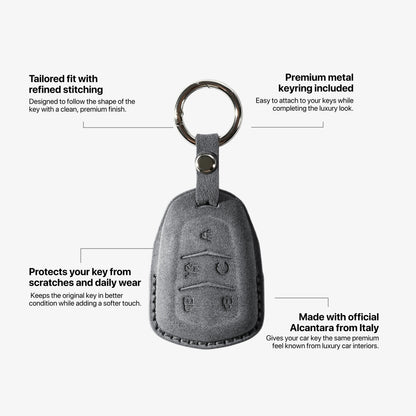 Alcantara Car Key Fob Cover for Cadillac Model B with Buckle - Space Grey 5