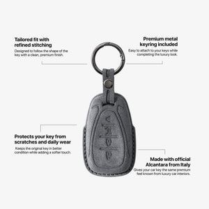 Alcantara Car Key Fob Cover for Chevrolet Model B - Space Grey 5