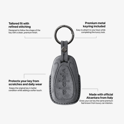 Alcantara Car Key Fob Cover for Chevrolet Model B - Space Grey 5