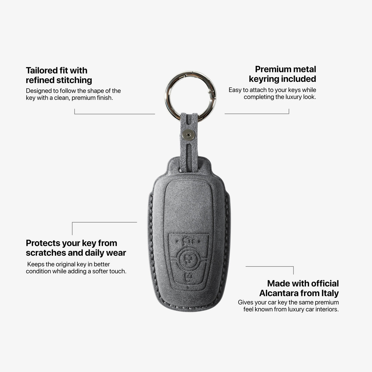 Alcantara Car Key Fob Cover for Ford Model A - Space Grey 5