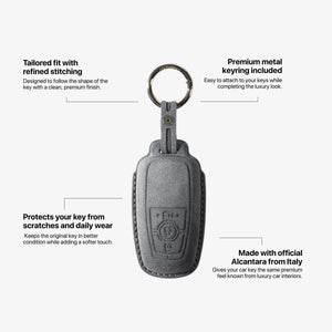 Alcantara Car Key Fob Cover for Ford Model A - Space Grey 5