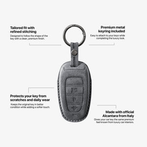 Alcantara Car Key Fob Cover for Hyundai Model D - Space Grey 5