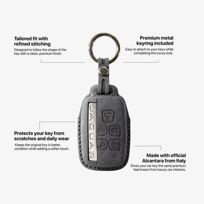 Alcantara Car Key Fob Cover for Jaguar Model A - Space Grey 5