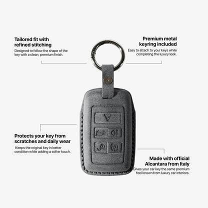 Alcantara Car Key Fob Cover for Jaguar Model B - Space Grey 5