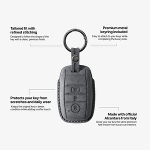 Alcantara Car Key Fob Cover for Kia Model A - Space Grey 5