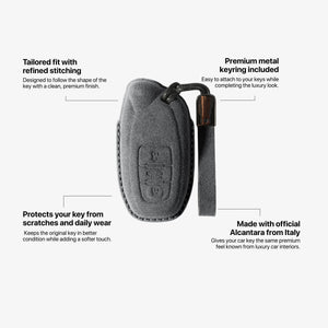 Alcantara Car Key Fob Cover for Lamborghini Model A with Buckle - Space Grey 5
