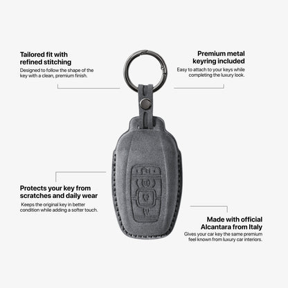 Alcantara Car Key Fob Cover for Lincoln Model B - Space Grey 5
