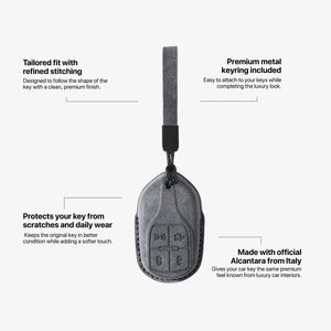 Alcantara Car Key Fob Cover for Maserati Model A with Buckle - Space Grey 5