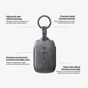 Alcantara Car Key Fob Cover for Maserati Model B with Buckle - Space Grey 5