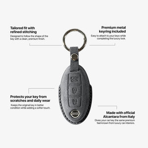 Alcantara Car Key Fob Cover for Nissan Model B - Space Grey