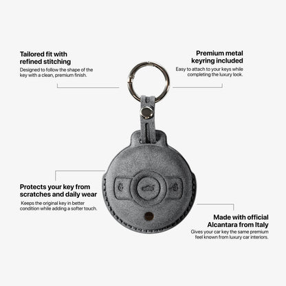 Alcantara Car Key Fob Cover for Smart Model A - Space Grey 4