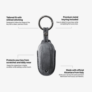 Alcantara Car Key Fob Cover for Tesla Model B (X) - Space Grey 4