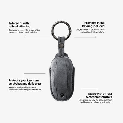 Alcantara Car Key Fob Cover for Tesla Model B (X) - Space Grey 4