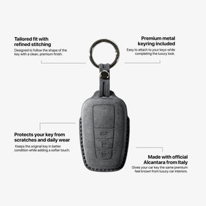 Alcantara Car Key Fob Cover for Toyota Model A with Buckle - Space Grey 5